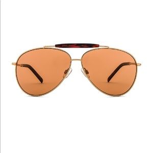 The City Sunglasses in Shiny Gold Metal & Dark Orange Mono